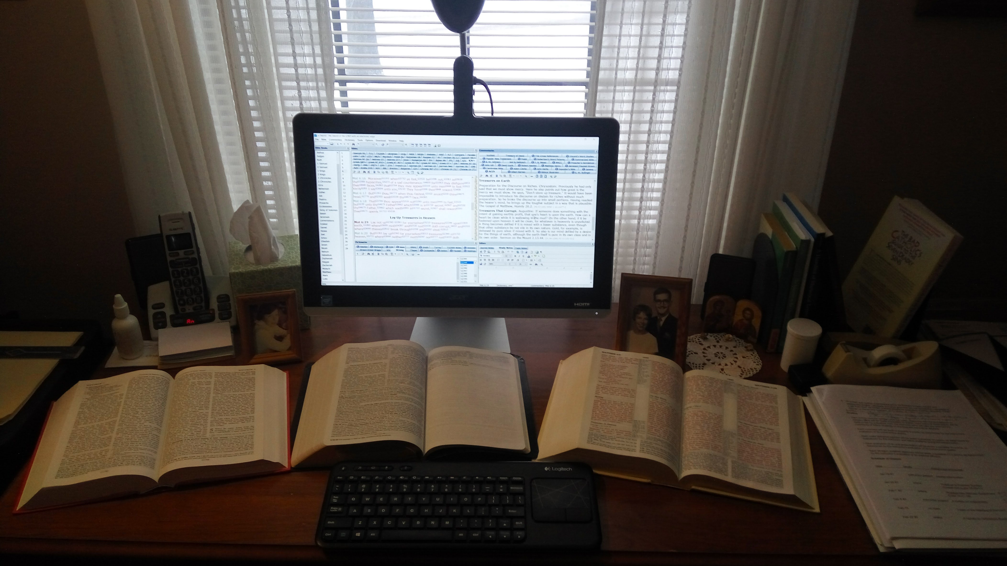 Bob's scripture study setup