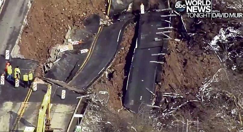 Route 30 collapses in East Pittsburgh landslide