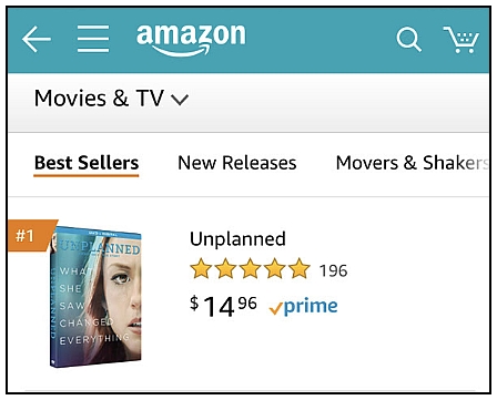 Unplanned is #1 on Amazon