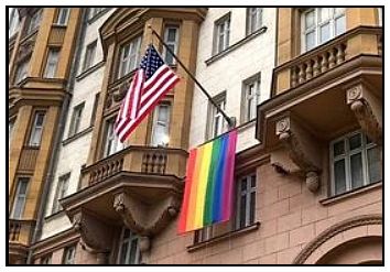 LGBT flag at Moscow US Embassy
