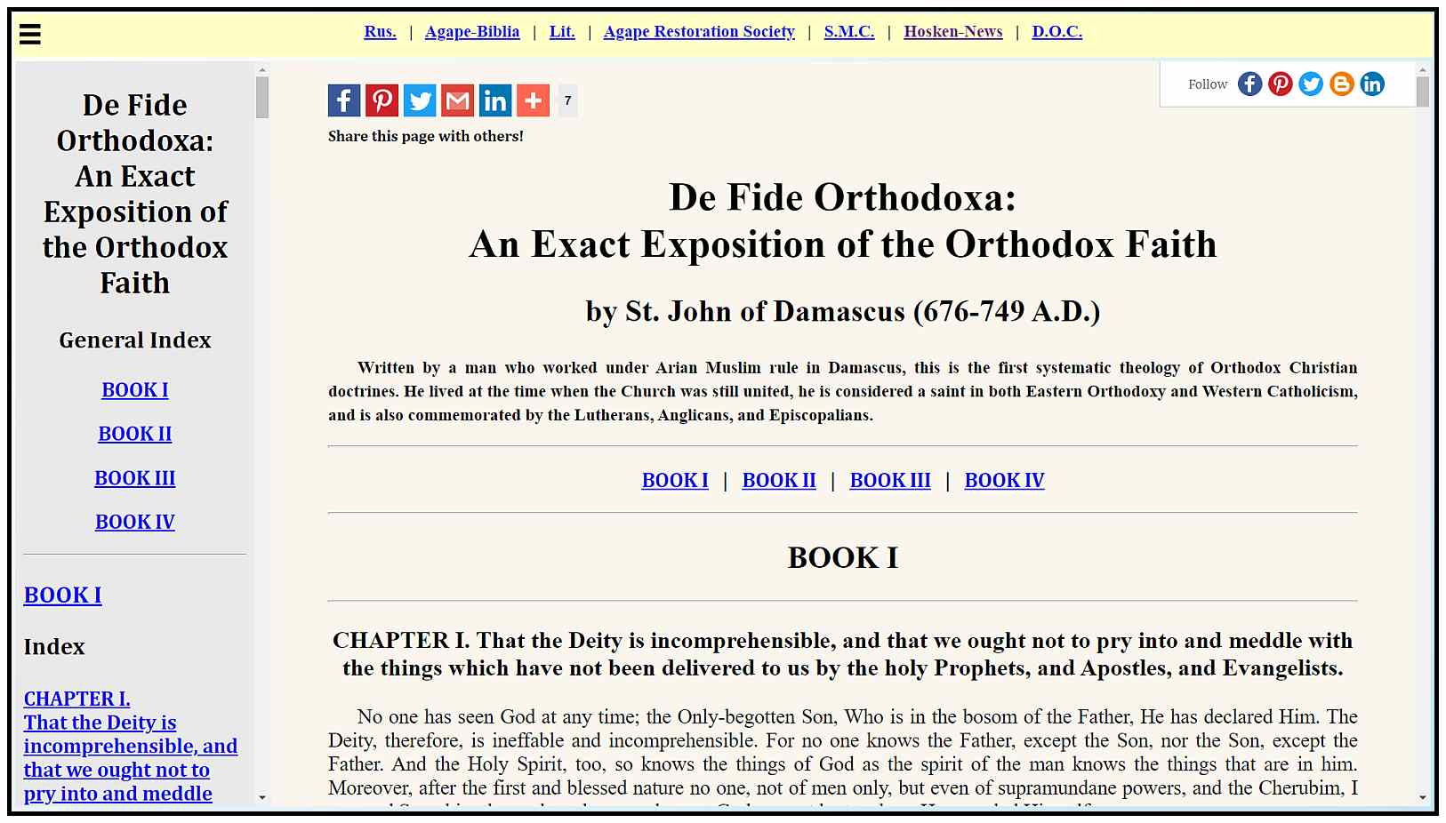 An Exact Exposition of the Orthodox Faith