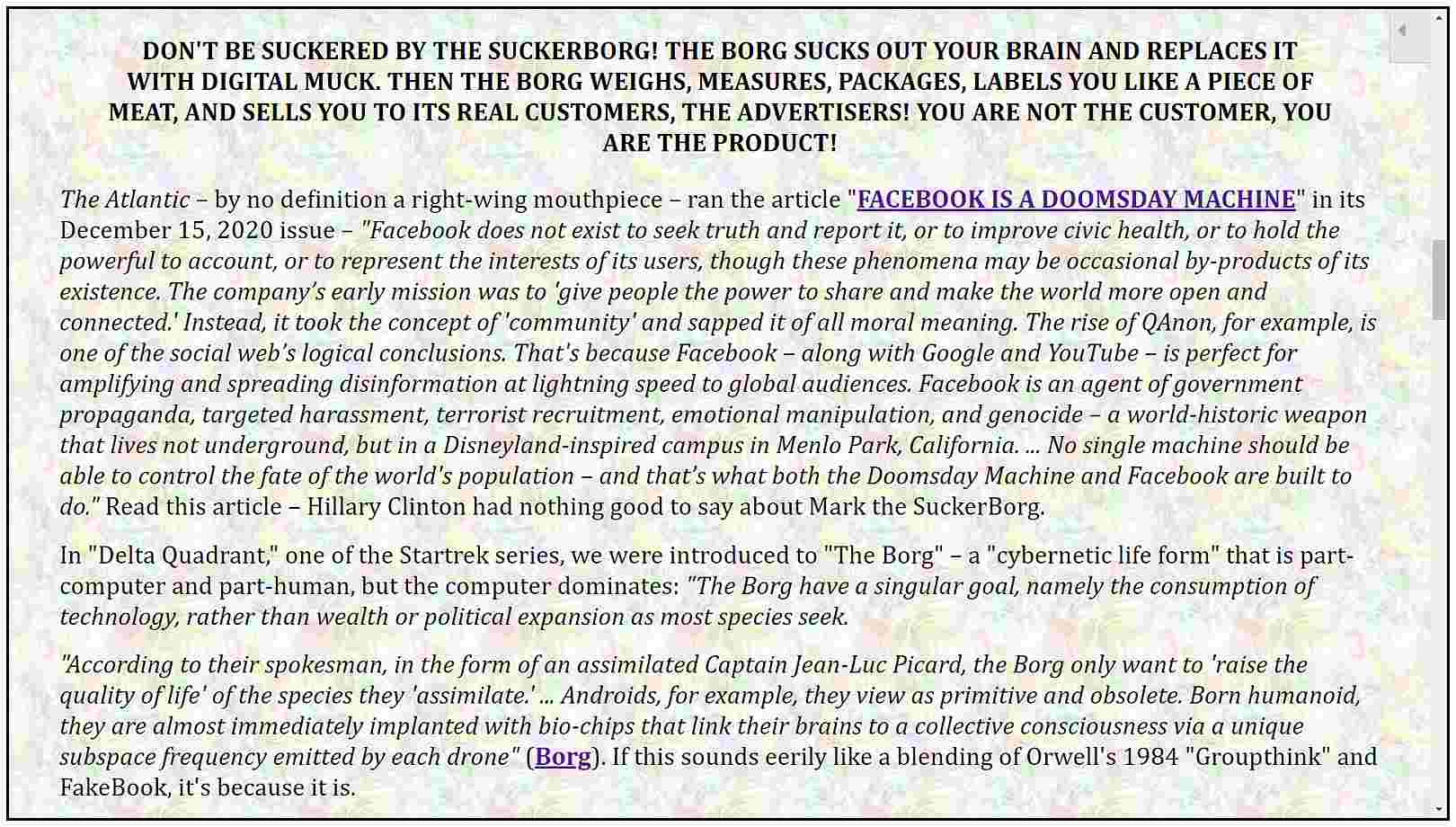 Don't be Suckered by the Suckerborg